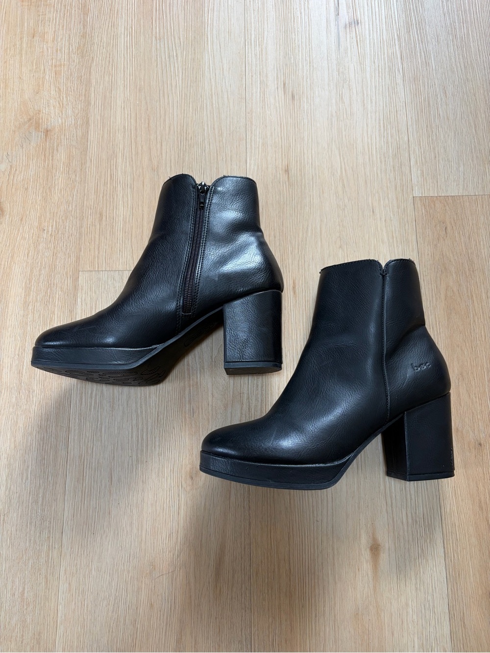 boc Black Platform Ankle Booties with Block Heel